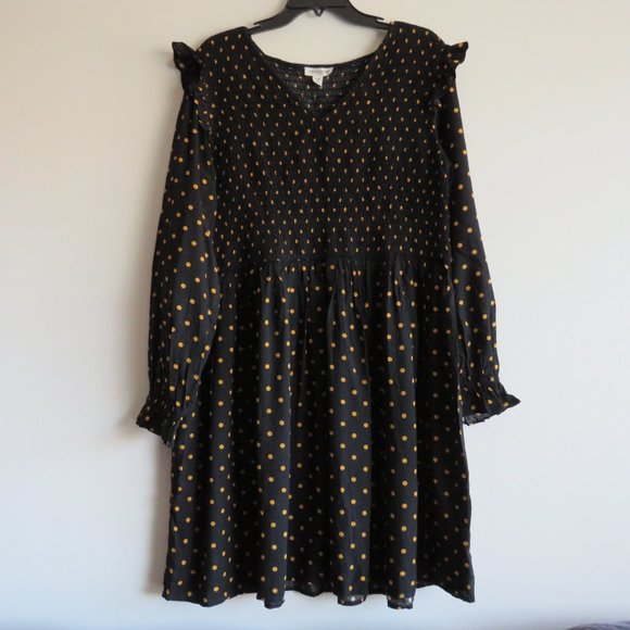 BeachLunchLounge Women’s Dress Polka Dot Shirred Long Sleeves Dress XL - Picture 8 of 12